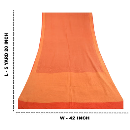 Sanskriti Vintage Sarees Indian Red Printed Pure Silk Sari Soft 5yd Craft Sustainable Fabric