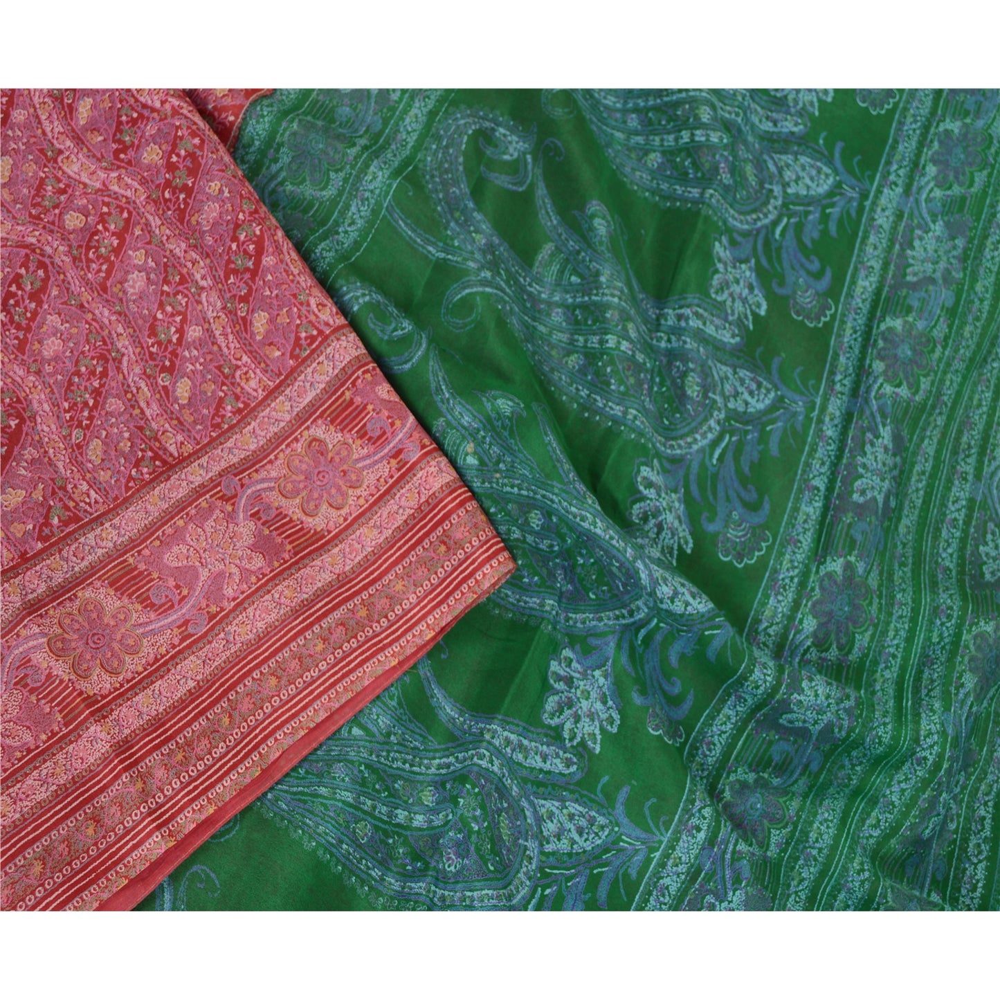 Sanskriti Vintage Sarees Pink Indian Pure Silk Printed Sari Floral Craft Sustainable Fabric