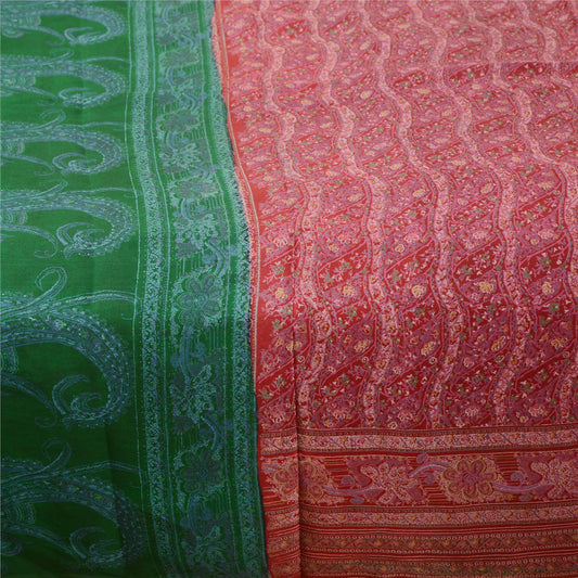 Sanskriti Vintage Sarees Pink Indian Pure Silk Printed Sari Floral Craft Sustainable Fabric