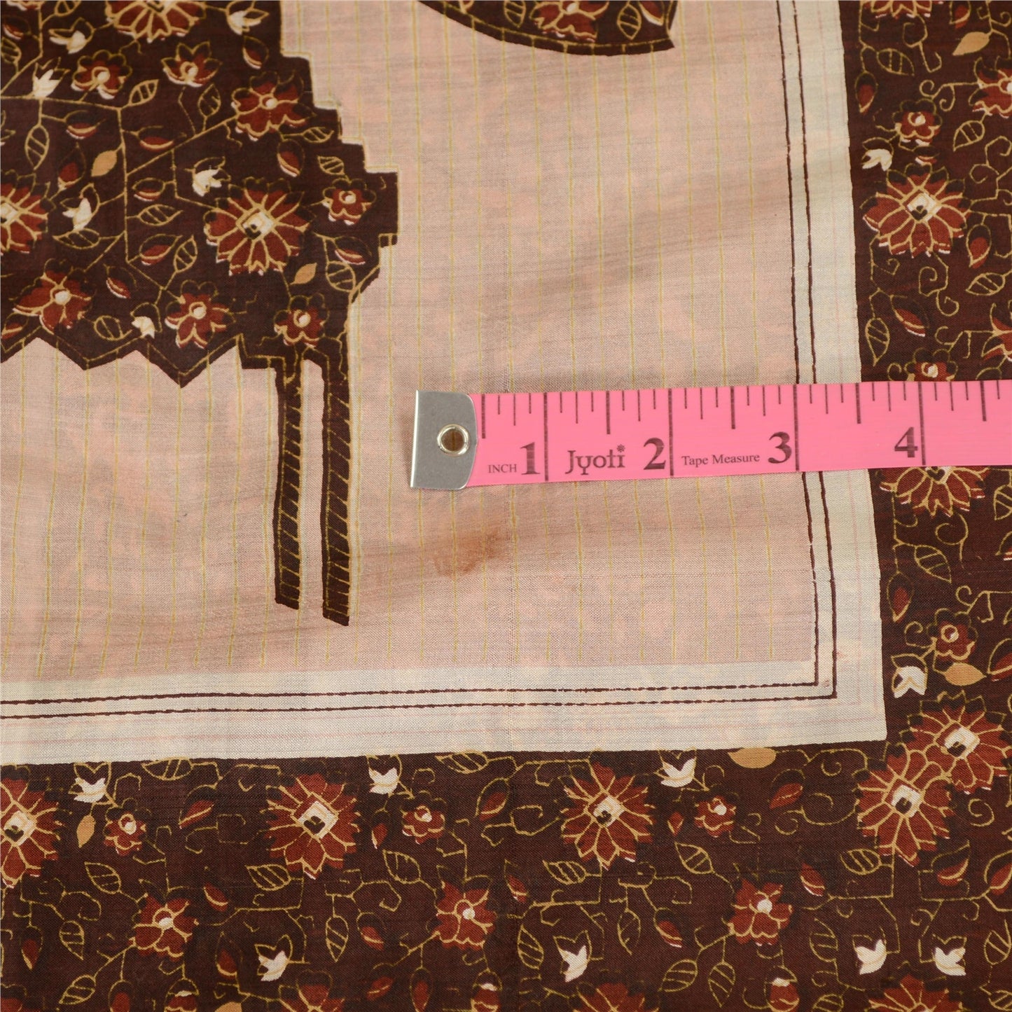 Sanskriti Vintage Sarees Brown 100% Pure Silk Printed Sari Soft 5yd Craft Sustainable Fabric