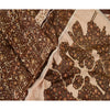 Sanskriti Vintage Sarees Brown 100% Pure Silk Printed Sari Soft 5yd Craft Sustainable Fabric