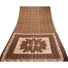 Sanskriti Vintage Sarees Brown 100% Pure Silk Printed Sari Soft 5yd Craft Sustainable Fabric