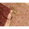 Sanskriti Vintage Sarees Dark Red Indian Print Zari Border Pure Silk Sari Sustainable Fabric