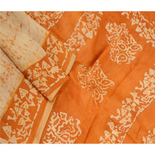 Load image into Gallery viewer, Sanskriti Vintage Sarees Indian Cream Batik Printed Pure Silk Sari Craft Fabric

