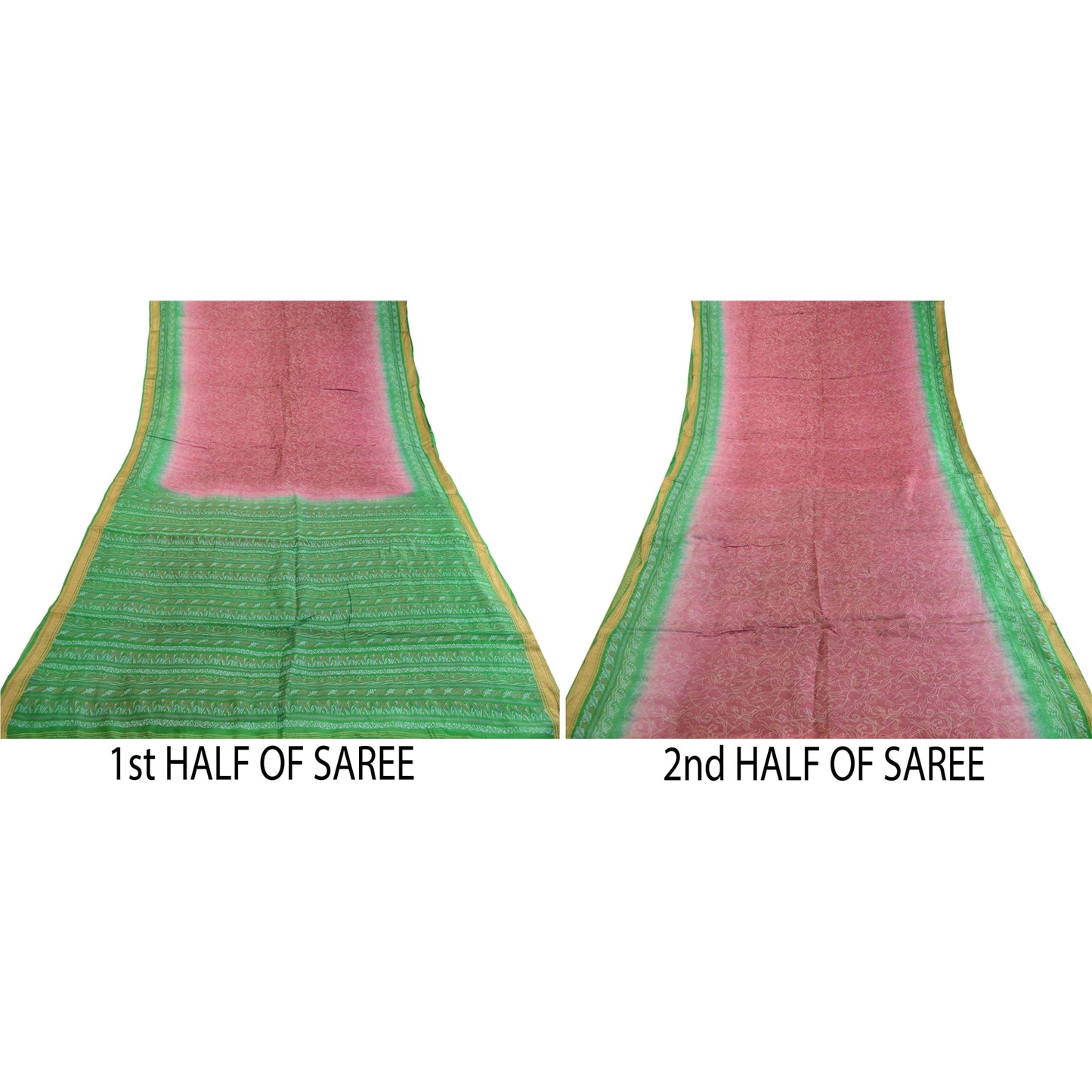 Sanskriti Vintage Sarees Purple Printed Pure Silk Sari Floral 5yd Craft Sustainable Fabric