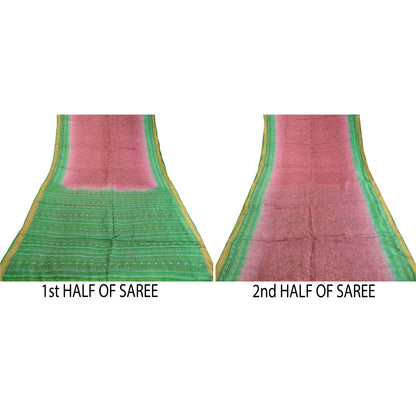 Sanskriti Vintage Sarees Purple Printed Pure Silk Sari Floral 5yd Craft Sustainable Fabric