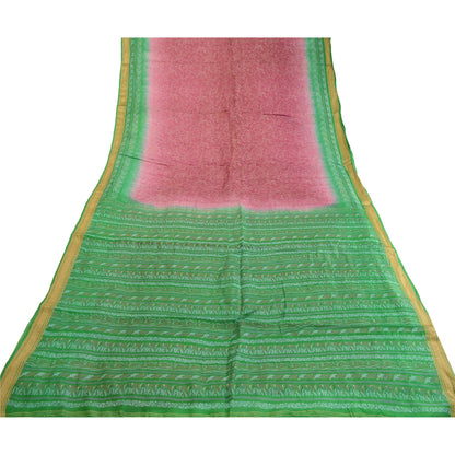 Sanskriti Vintage Sarees Purple Printed Pure Silk Sari Floral 5yd Craft Sustainable Fabric