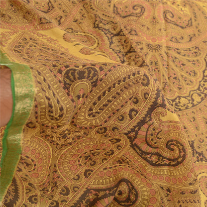 Sanskriti Vintage Sarees Grøn Indisk Ren Silke Trykt Sari Blomster Håndværk Bæredygtigt Stof