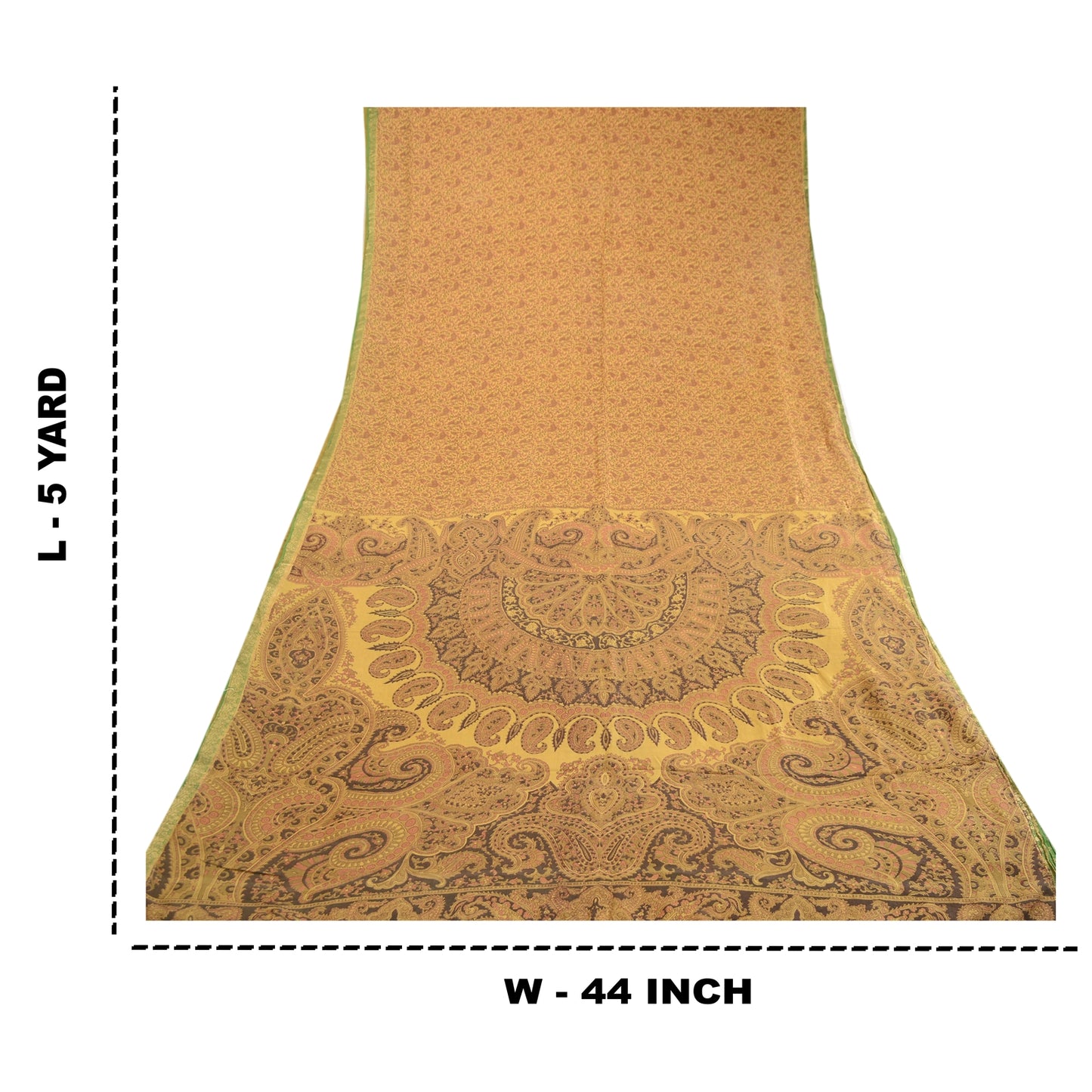 Sanskriti Vintage Sarees Grøn Indisk Ren Silke Trykt Sari Blomster Håndværk Bæredygtigt Stof