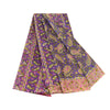 Sanskriti Vintage Sarees Purple Indian Printed Pure Silk Sari Soft Craft Sustainable Fabric