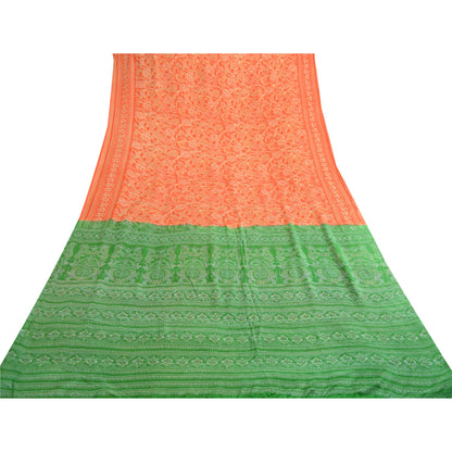 Sanskriti Vintage Sarees Red Indian Printed Pure Silk Sari Soft 5yd Craft Sustainable Fabric