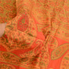 Sanskriti Vintage Sarees From India Orange Pure Silk Printed Sari Craft Sustainable Fabric