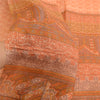 Sanskriti Vintage Sarees Peach Indian Printed Pure Silk Sari Soft Craft Sustainable Fabric