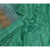 Sanskriti Vintage Sarees Green Pure Silk Printed Sari Floral Soft Craft Sustainable Fabric
