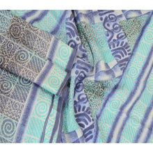 Load image into Gallery viewer, Sanskriti Vintage Sarees Blue Pure Silk Printed Sari Floral Soft Craft Fabric
