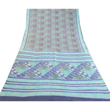 Load image into Gallery viewer, Sanskriti Vintage Sarees Blue Pure Silk Printed Sari Floral Soft Craft Fabric
