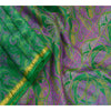 Sanskriti Vintage Sarees Green Zari Border Pure Silk Printed Sari Craft Sustainable Fabric