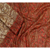 Sanskriti Vintage Sarees Brown 100% Pure Silk Printed Sari Floral Craft Sustainable Fabric