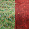Sanskriti Vintage Sarees Red Pure Chinon Silk Printed Woven Sari Craft Sustainable Fabric