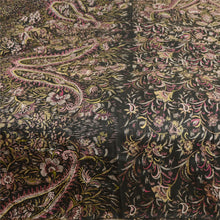 Load image into Gallery viewer, Sanskriti Vintage Sarees From India Black Pure Silk Printed Sari Craft Fabric
