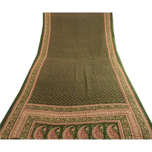 Load image into Gallery viewer, Sanskriti Vintage Sarees Green Indian 100% Pure Silk Printed Sari Craft Fabric
