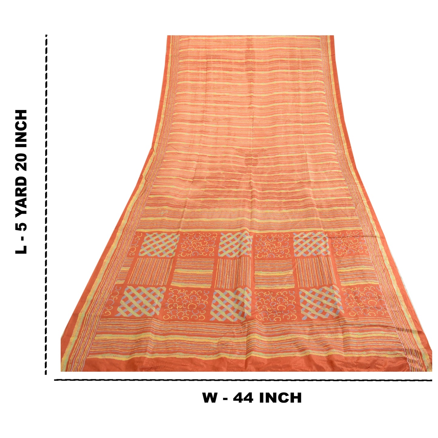 Sanskriti Vintage Rusty Orange Sarees Pure Silk Printed Sari Craft 5 Yard Sustainable Fabric