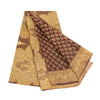 Sanskriti Vintage Sarees Indian Coffee-Brown Pure Silk Printed Sari Craft Sustainable Fabric