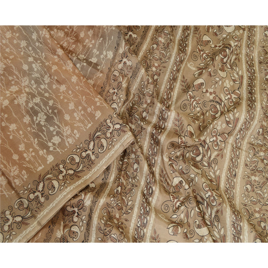 Санскритские винтажные сари из индийского чистого шелка с принтом, мягкая ткань для рукоделия, устойчивая к истиранию