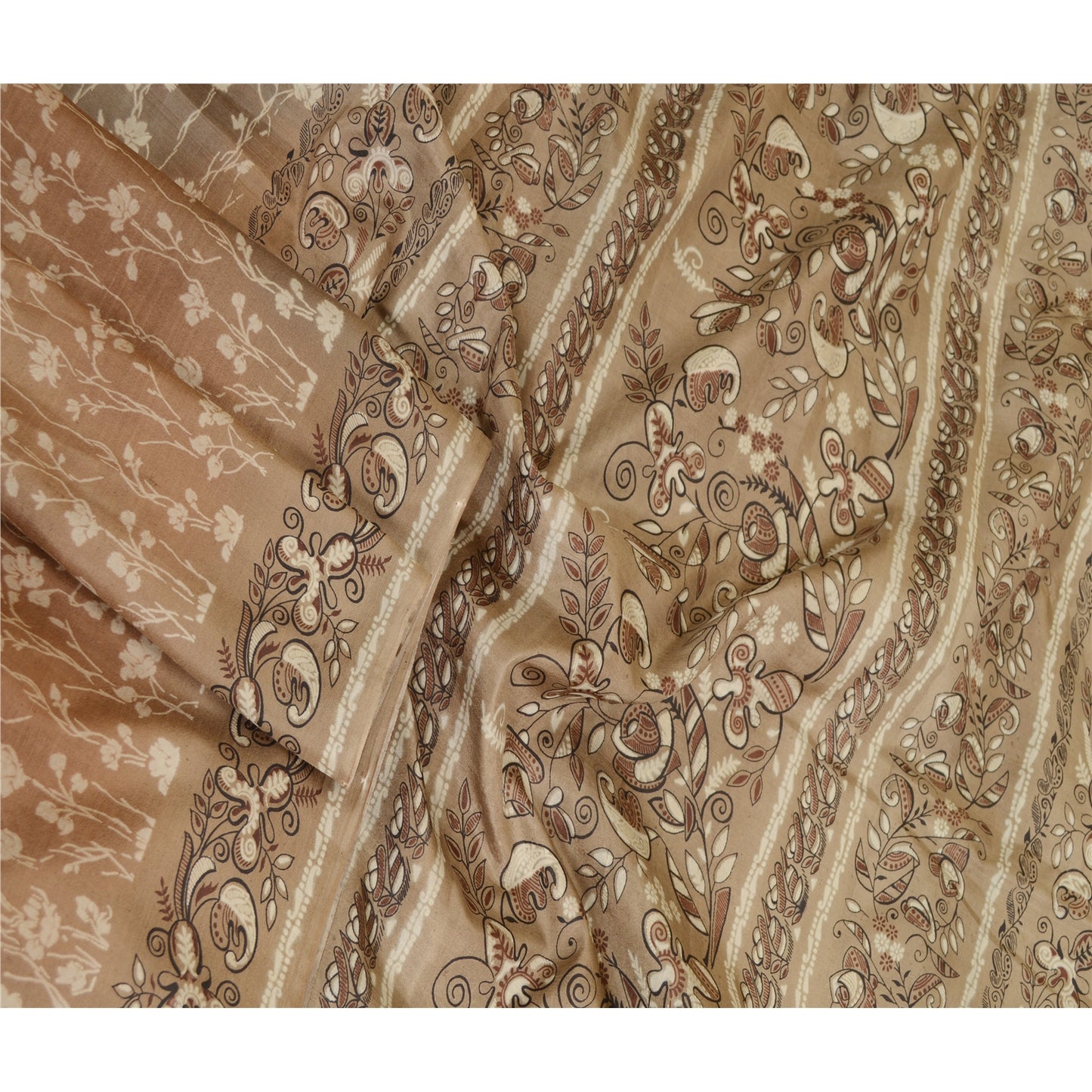 Sanskriti Vintage Sarees Multi Indian Pure Silk Printed Sari Soft Craft Sustainable Fabric