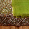 Sanskriti Vintage Sarees From India Green Printed Pure Silk Sari Craft Sustainable Fabric