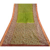 Sanskriti Vintage Sarees From India Green Printed Pure Silk Sari Craft Sustainable Fabric