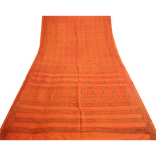 Load image into Gallery viewer, Sanskriti Vintage Sarees Saffron 100% Pure Silk Printed Sari 5yd Craft Fabric
