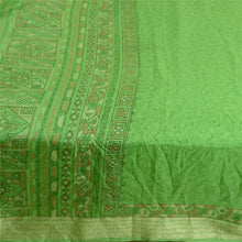 Load image into Gallery viewer, Sanskriti Vintage Sarees Green Printed Pure Silk Sari 5yd Floral Craft Fabric

