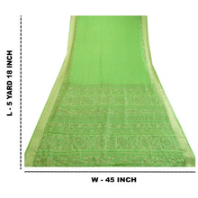 Load image into Gallery viewer, Sanskriti Vintage Sarees Green Printed Pure Silk Sari 5yd Floral Craft Fabric
