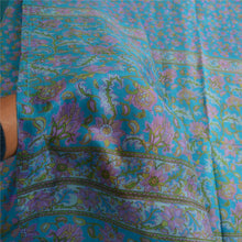 Load image into Gallery viewer, Sanskriti Vintage Sarees From India Blue Printed Pure Silk Sari 5yd Craft Fabric
