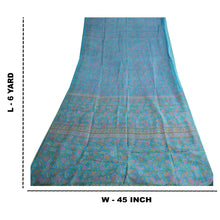 Load image into Gallery viewer, Sanskriti Vintage Sarees From India Blue Printed Pure Silk Sari 5yd Craft Fabric
