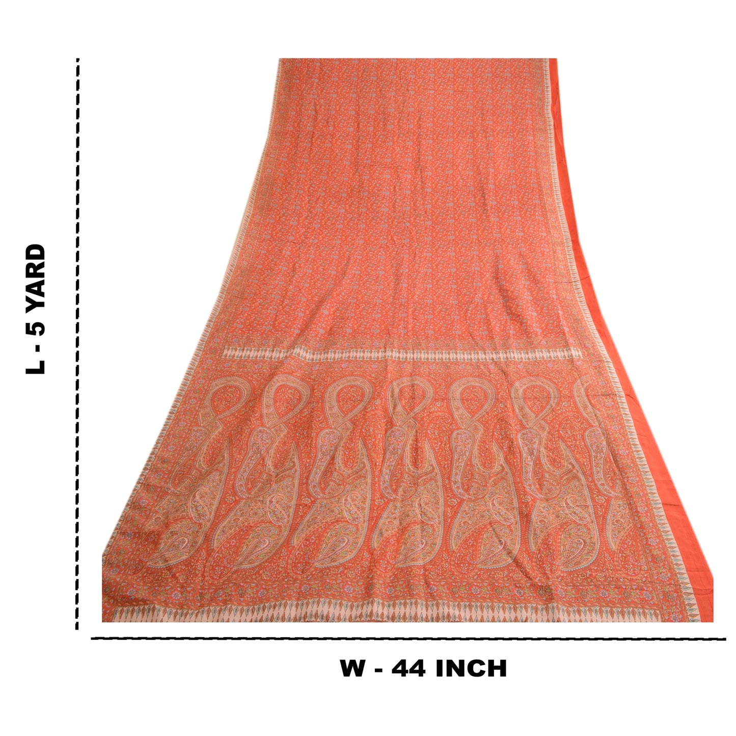 Sanskriti Vintage Sarees From India Red Printed Pure Silk Sari 5yd Craft Sustainable Fabric