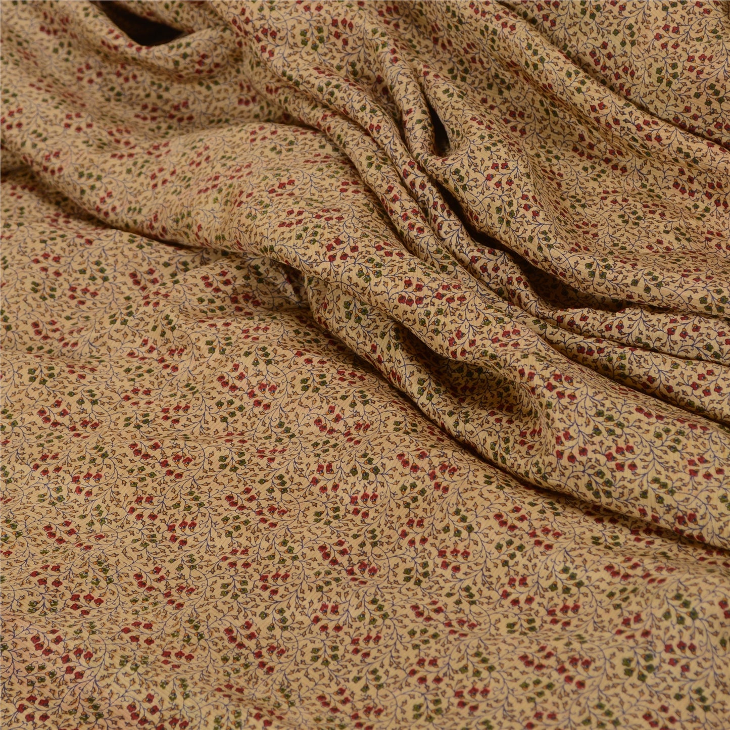 Санскритские винтажные сари из Индии бежевое с принтом чистого шелка сари из экологически чистой ткани