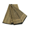 Sanskriti Vintage Sarees Beige Religiøse Symboler Trykt Ren Silke Sari Bæredygtigt Stof