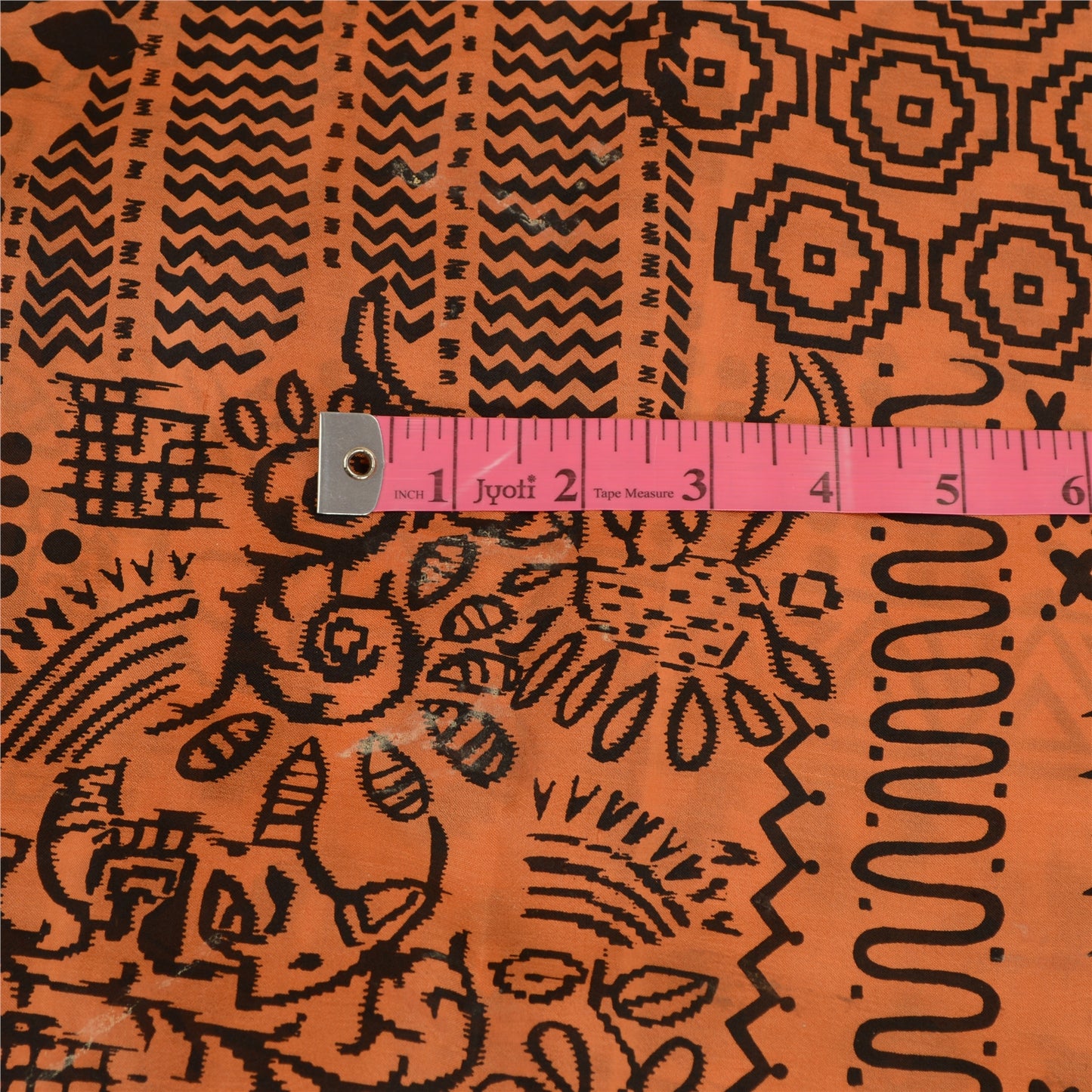 Сари Sanskriti Vintage, оранжевый, чистый шелк, геометрический принт, сари, ремесло, устойчивая ткань