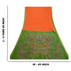 Sanskriti Vintage Sarees Orange Zari Border Pure Silk Printed Woven Sari Sustainable Fabric