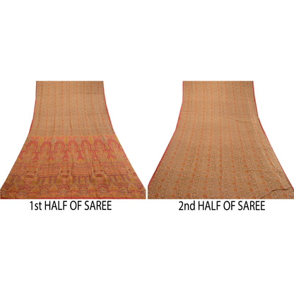 Sanskriti Vintage Sarees Green Indian Pure Silk Printed Sari Soft Craft Sustainable Fabric