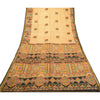 Sanskriti Vintage Sarees Beige Zari Kant Ren Silke Trykt Sari Håndværk Bæredygtigt Stoff