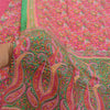 Sanskriti Vintage Sarees Pink Indian Printed 100% Pure Silk Sari Craft Sustainable Fabric