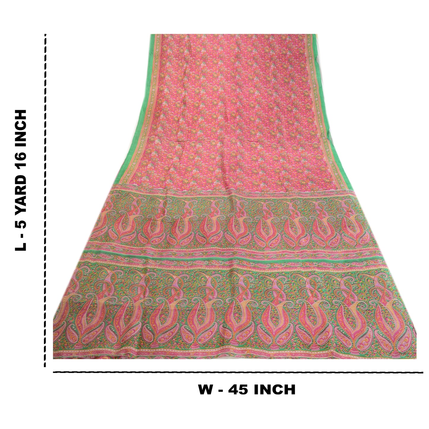 Sanskriti Vintage Sarees Pink Indian Printed 100% Pure Silk Sari Craft Sustainable Fabric