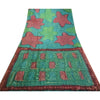 Sanskriti Vintage Sarees From India Blue Printed Pure Silk Sari 5yd Craft Sustainable Fabric