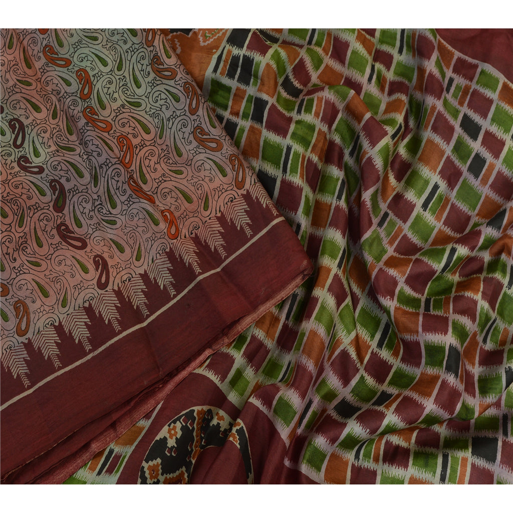 Sanskriti Vintage Sarees Indisk Multi Ren Silke Trykt Sari Blødt Håndværk Bæredygtigt Stoff