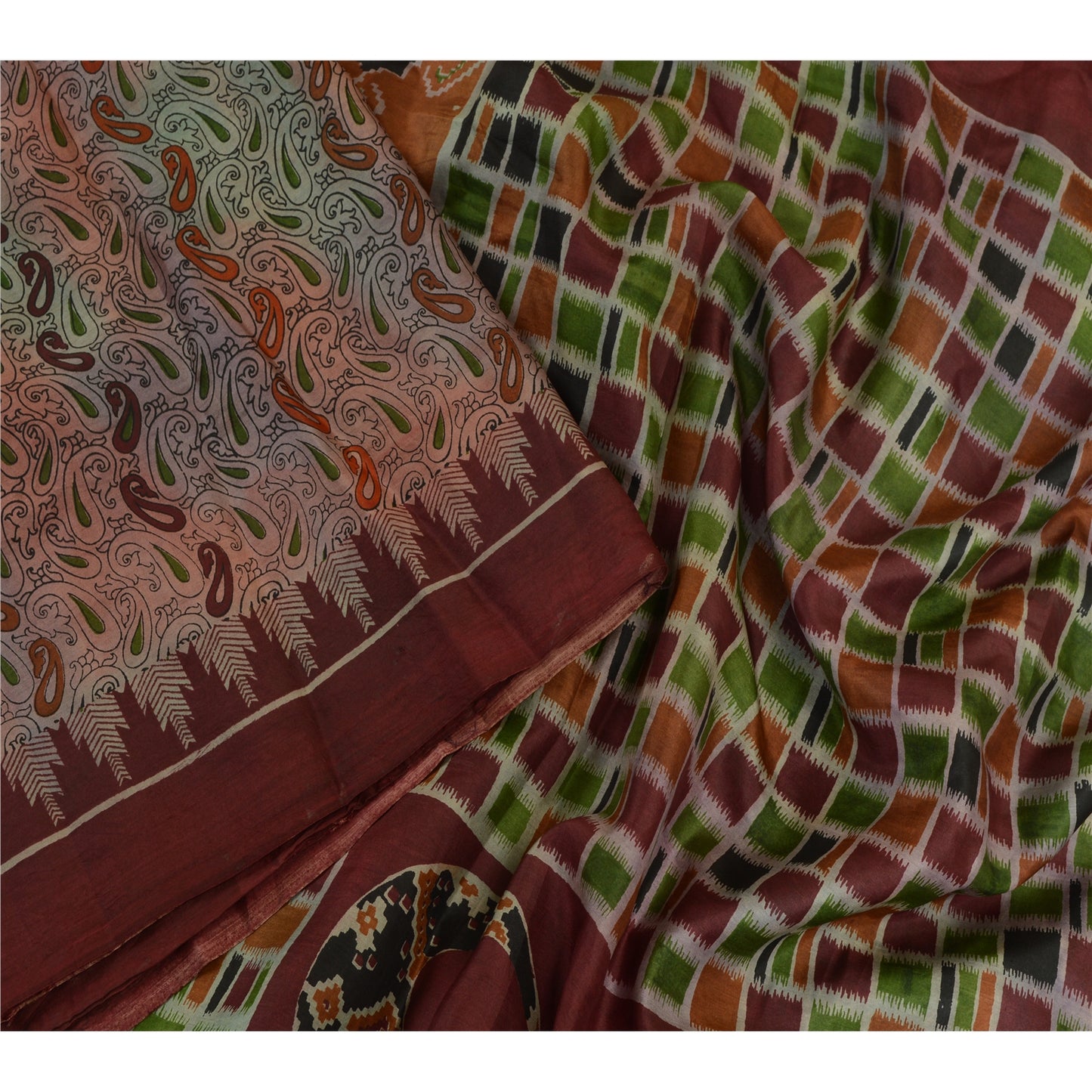 Sanskriti Vintage Sarees Indisk Multi Ren Silke Trykt Sari Blødt Håndværk Bæredygtigt Stoff