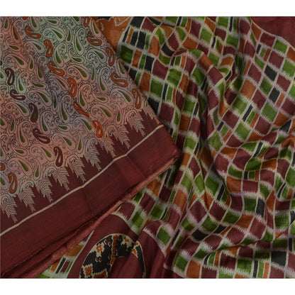 Sanskriti Vintage Sarees Indisk Multi Ren Silke Trykt Sari Blødt Håndværk Bæredygtigt Stoff