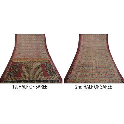 Sanskriti Vintage Sarees Indisk Multi Ren Silke Trykt Sari Blødt Håndværk Bæredygtigt Stoff